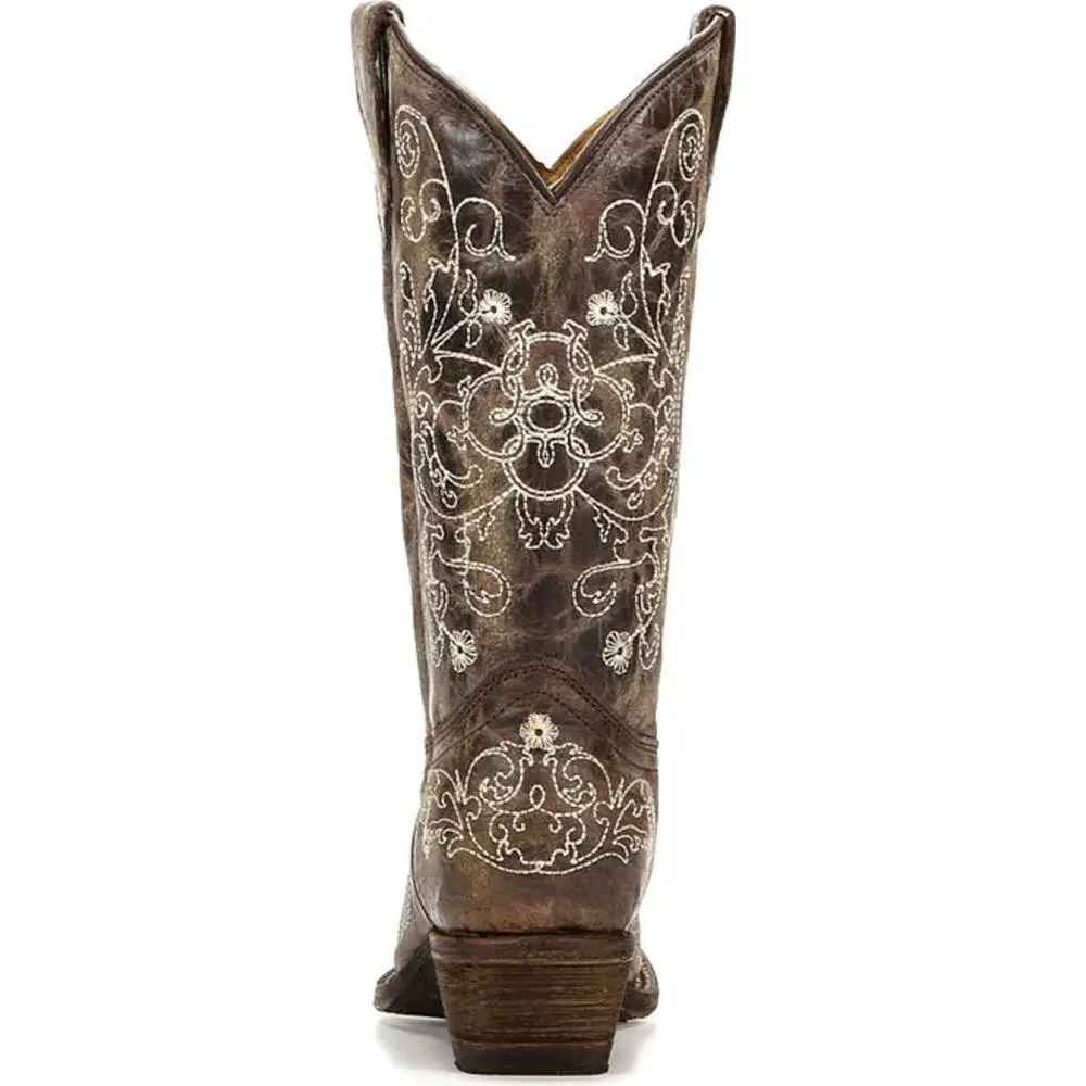 Corral‎ Youth Embroidered Snip Toe Cowboy Western Boots Cowhide Leather Size 3.5
